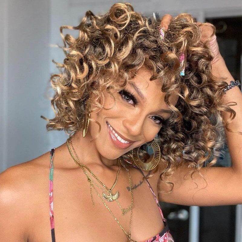 ToyoTree Ocean Wave Crochet Hair  9 Inch 8 Packs Ombre Blonde Short Curly Deep Wave Crochet Hair Synthetic Ocean Wave Braiding Hair Extensions 9 InchT278P