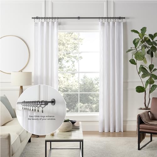 MODE Cambria Designer Series - Premium Easy Glide 18 Count Curtain Rings - Metal with Smooth, Quiet Nylon Inserts with Clips - 2 inch Diameter (1-5/8 inch Inside Diameter) - Matte Graphite - Image 4