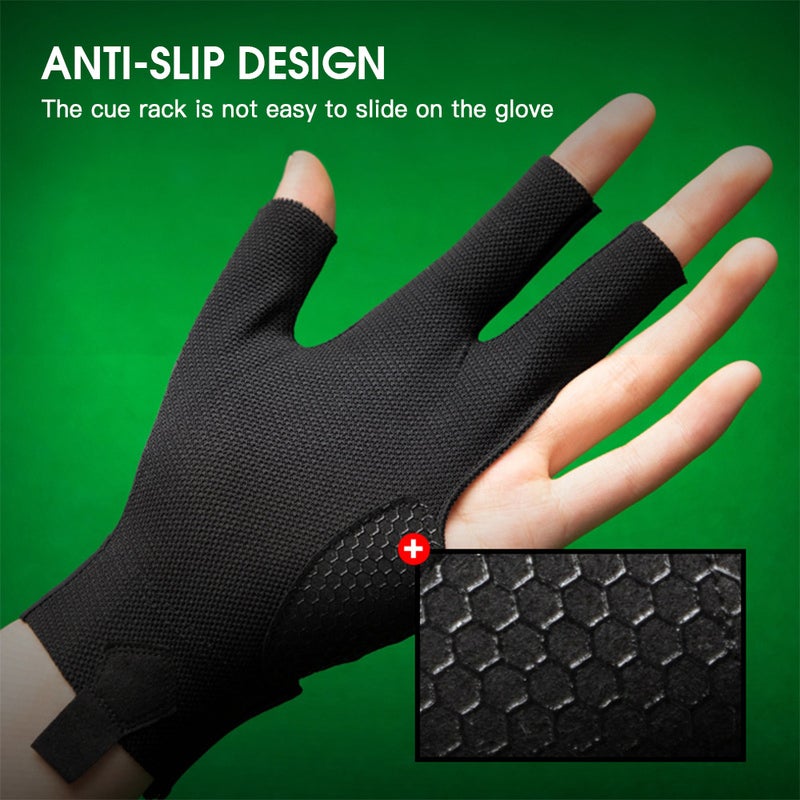 Anti Slip Breathable Billiards Gloves Comfortable Three Finger Snooker Player Gloves - Image 2