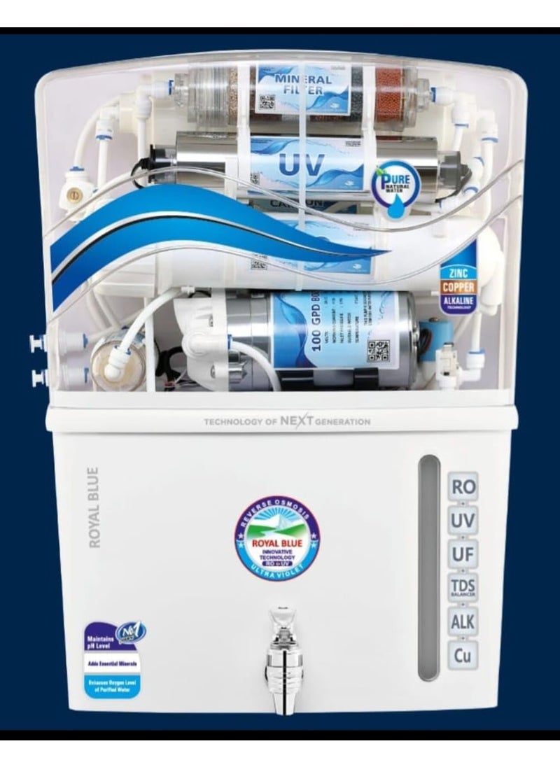 Generic - Royal Blue UV+RO+UF Water Purifier, Multi-Stage Filtration, Mineral Filter, TDS Control, Alkaline Technology, White - Image 1