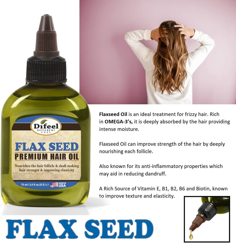 difeel 99% NATURAL BLEND FLAX SEED HAIR OIL 75ML : 15104 - Image 4