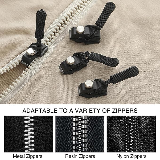 Elite Sales Universal Zipper Repair Kit Replacement Zipper Head for Clothing and Bags Black - Image 3