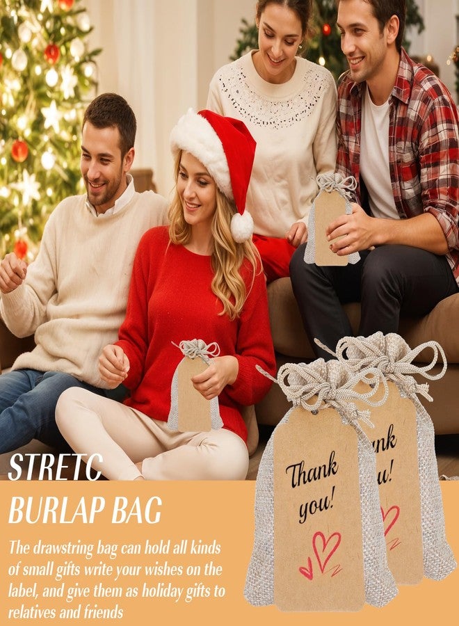 wutfuooo 100 Pcs Burlap Bags with Gift Tags, 3.5 x 5 Inches, Drawstring Burlap Bags, Jewelry Pouches, Reusable Linen Sacks, Gift Wrapping, Bulk - Image 5