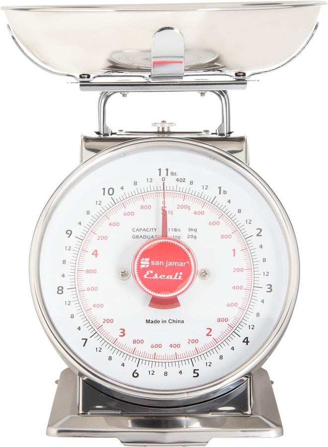 San Jamar Escali Stainless Steel Mechanical Dial Scale with Bowl, Silver - Image 2