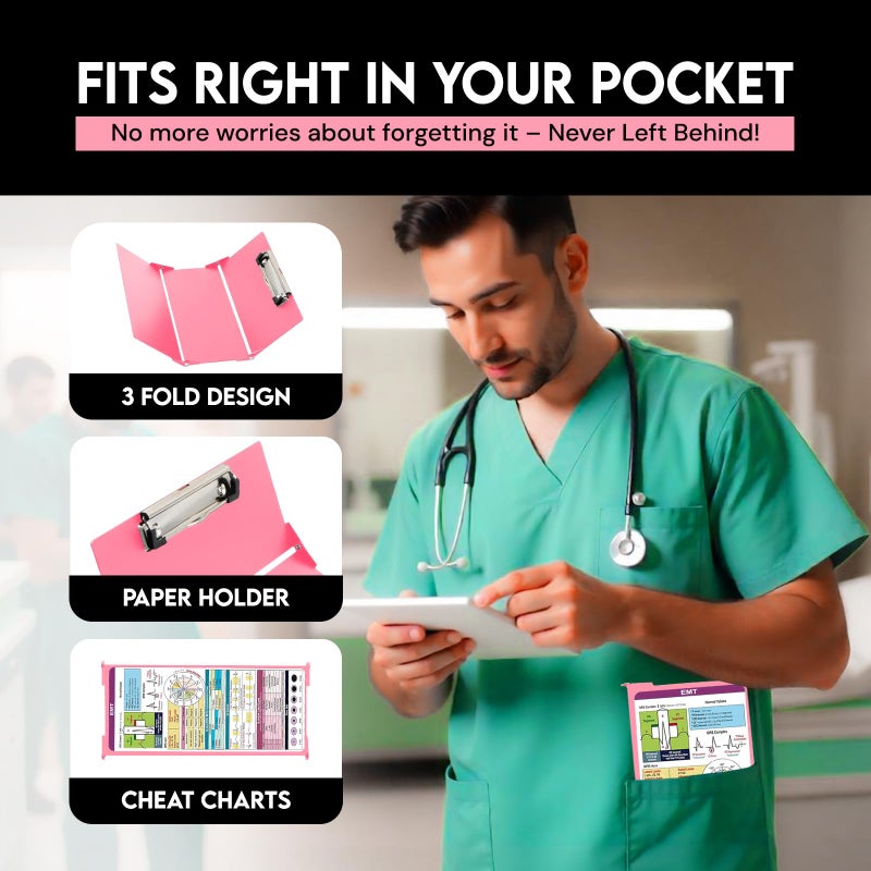 SC Printing World Nursing Clipboard EMT Edition - 3 Layers Aluminum Foldable Nurse Clipboard Nursing Student Essentials - Foldable Clipb oard Nursing Trifold Nursing School Essentials - Image 5