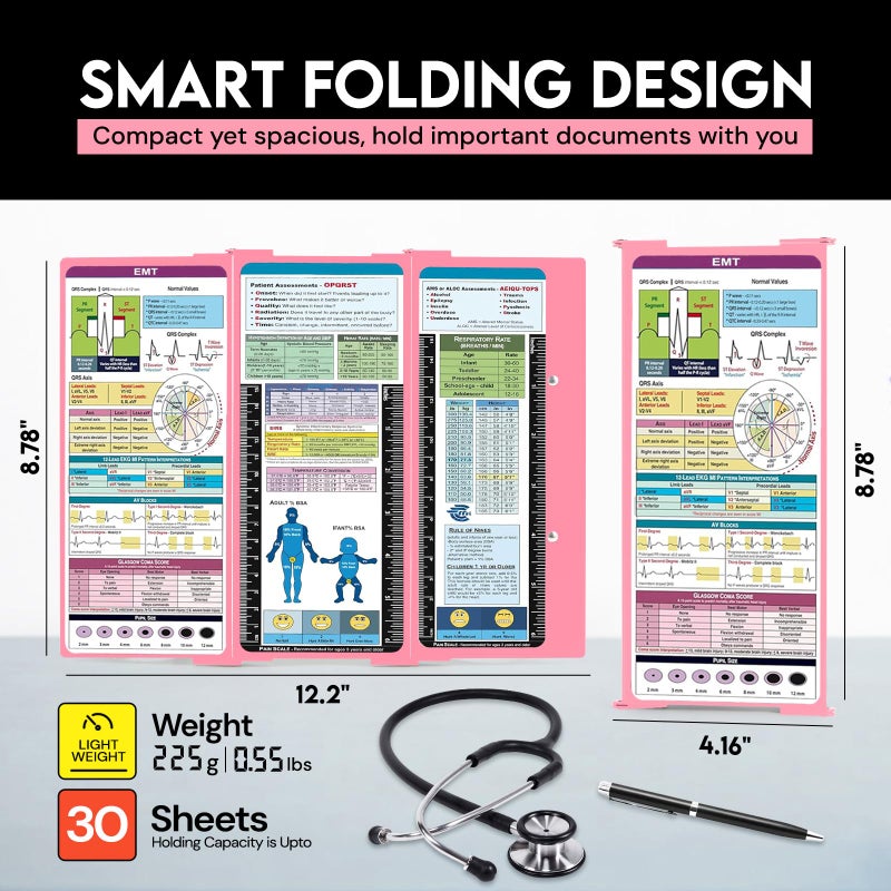 SC Printing World Nursing Clipboard EMT Edition - 3 Layers Aluminum Foldable Nurse Clipboard Nursing Student Essentials - Foldable Clipb oard Nursing Trifold Nursing School Essentials - Image 3