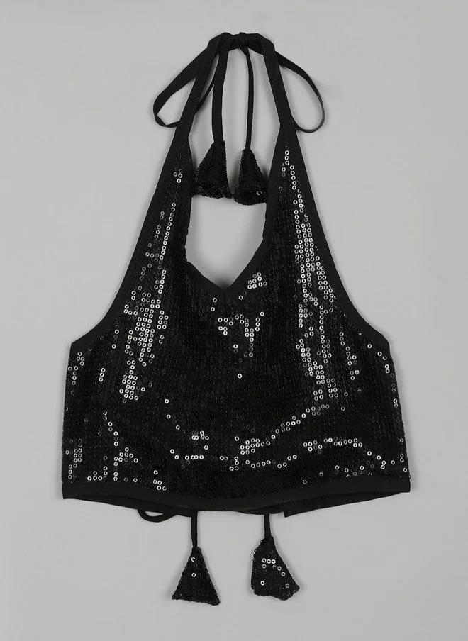Saka Designs Embellished Black and Maroon Lehenga Choli for Girls