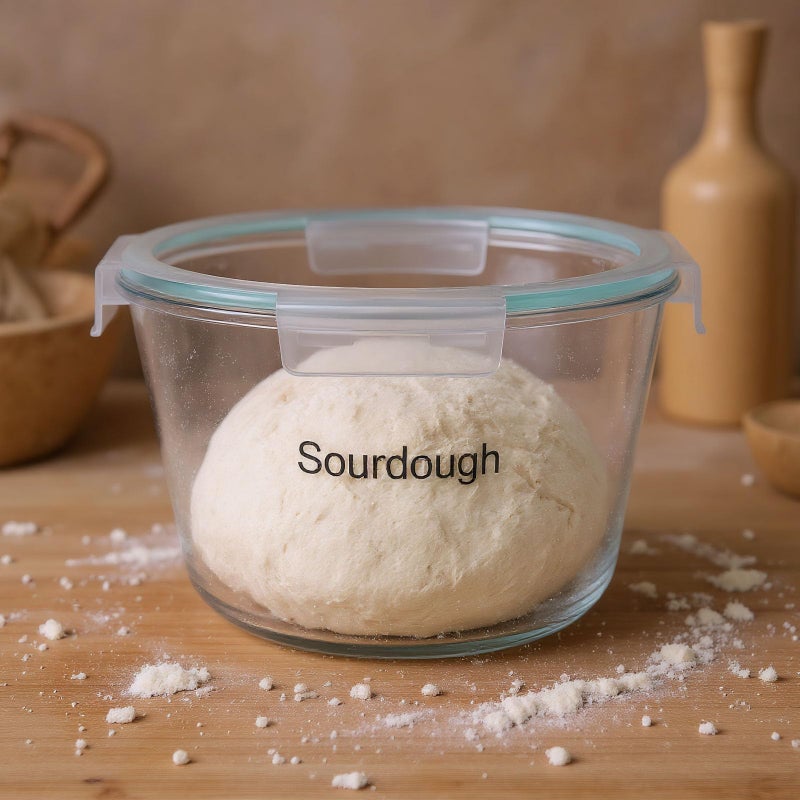 Mowhut 2.1 Liter Sourdough Starter Jar,Sourdough Bread Baking Supplies,Fermentation Jar,Sour Dough Tools,Glass Storage Containers With Airtight Lids,Large Pickle Jars Wide Mouth,Kitchen Storage Container - Image 4