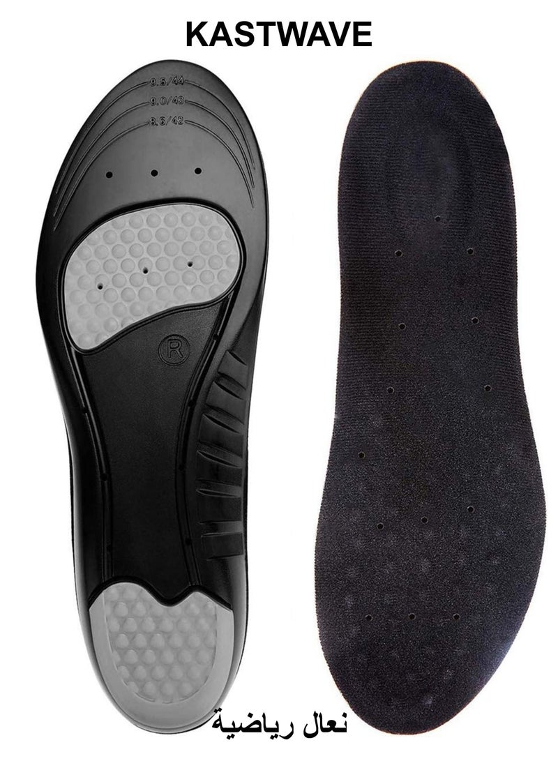 KASTWAVE Comfort Sports Insoles for Work, Memory Foam insoles, PU Sport Insoles, Comfortable Breathable, Shock Absorption Arch Support Insoles (Size 42-44 / 29cm) - Image 1
