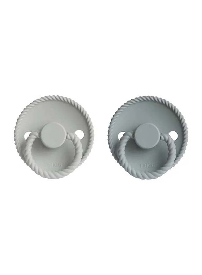 FRIGG لهاية أطفال سيليكون FRIGG بحبل 0-6 أشهر 2-pack رمادي فرنسي/رمادي فضي - الحجم 1 - Image 1