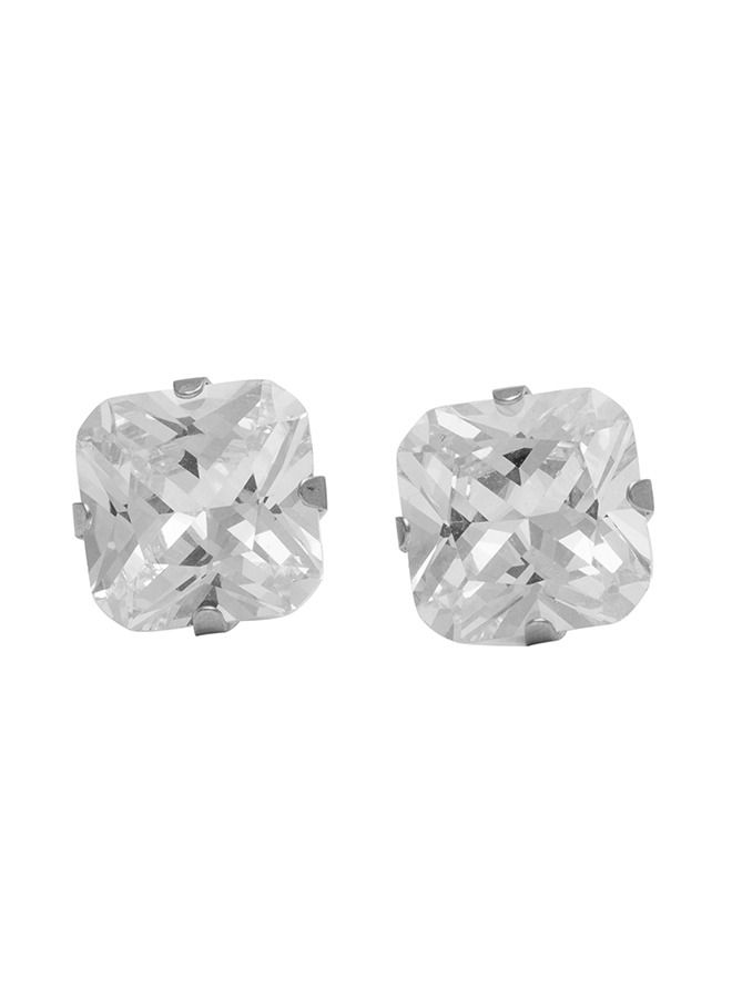 Studex 8*8MM Cubic Zirconia Princess Cut Allergy-Free Stainless Steel Ear Studs - Image 1