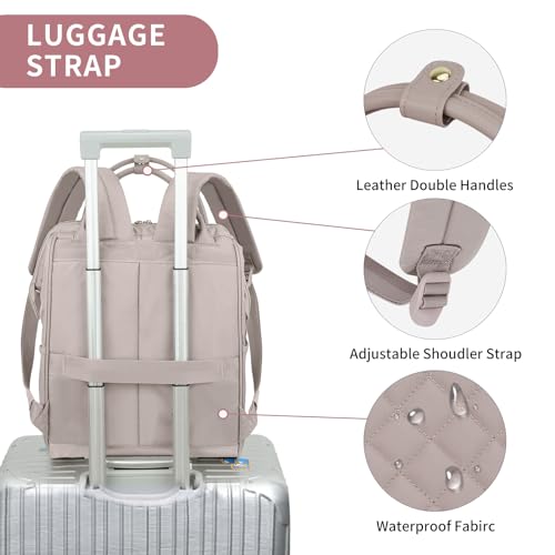 EMPSIGN 17 Inch Laptop Backpack for Women, Work Business Travel Computer College Bags, Large Capacity Water-repellent Quilted Casual Daypack with USB Port, Dusty Pink - Image 5