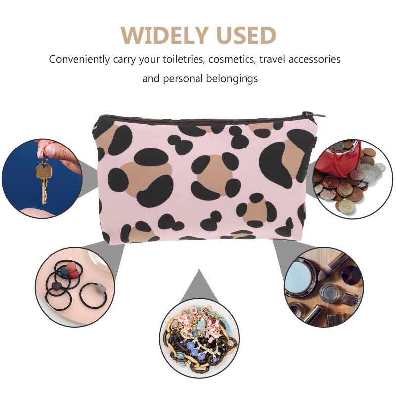 Waterproof Pu Cosmetic Bag Cow Pattern Portable Travel Toiletry Organizer - Image 4