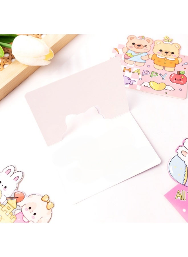 8pcs Assorted Cartoon Blessing Cards – Folded Hollow Greeting Cards & Cute Souvenir Cards in Mixed Styles - Image 3