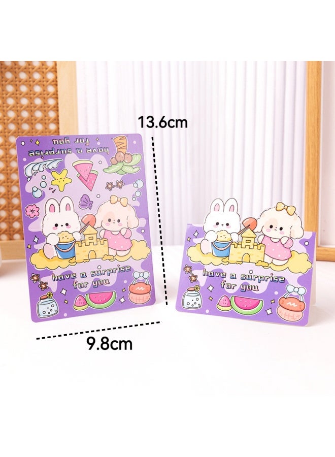 8pcs Assorted Cartoon Blessing Cards – Folded Hollow Greeting Cards & Cute Souvenir Cards in Mixed Styles - Image 4