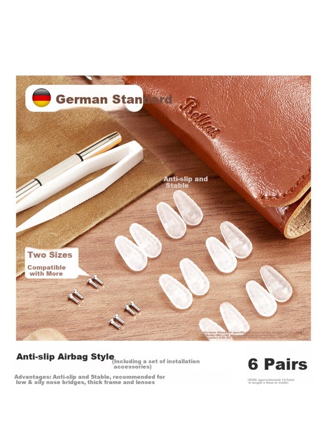 Bellini (Bellini) Eyeglass Nose Pads German Standard Airbag Silicone Air Pressure Mark Prevention Anti-Slip Eyeglass Accessories [6 Pairs] - Image 2