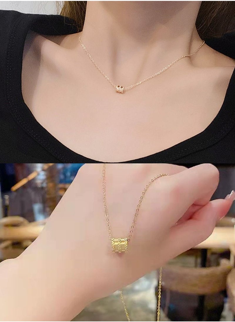 MileMelo 2 Necklaces Titanium Steel Fish Tail and Zircon Pendant Necklace Crystals Jewelry Valentine's Day Gift, Anniversary Gift Silver/Gold/Clear  - Image 4