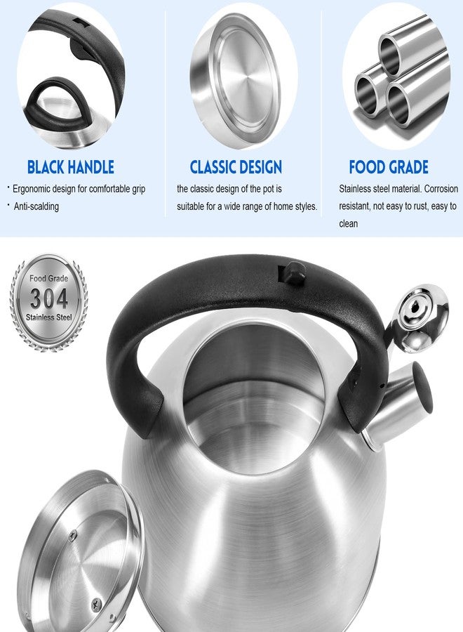 GGC Whistling Stove Top Tea Kettles, 304 Stainless Steel Tea Kettles with Anti-Heat Handle, 2.7QT/3L Tea Pot for Boiling Water, Coffee or Milk - Image 3