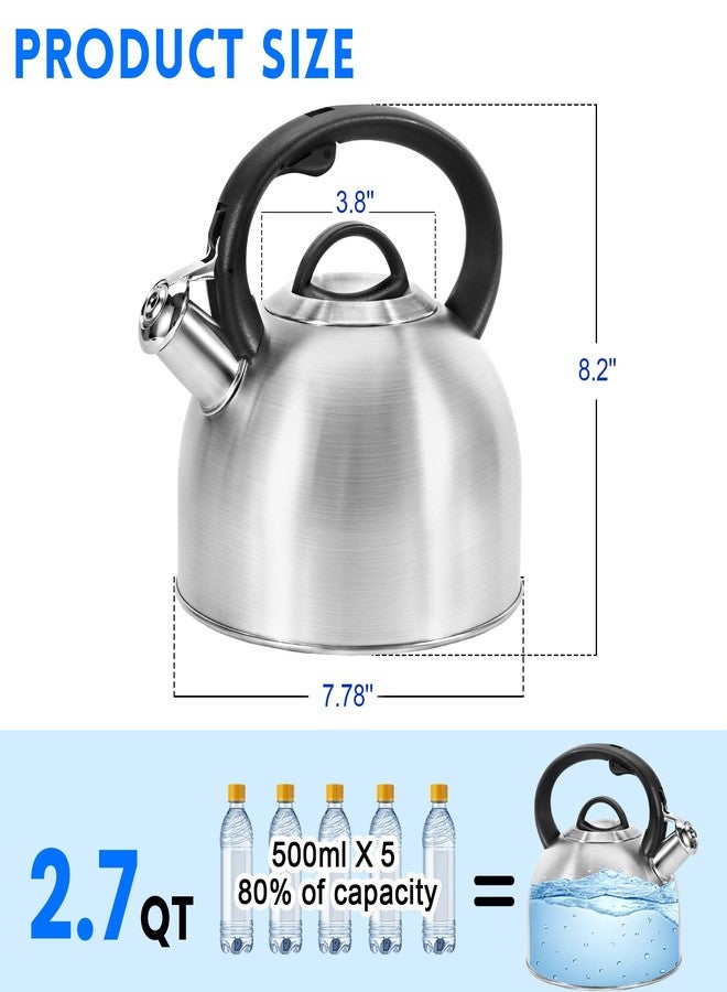 GGC Whistling Stove Top Tea Kettles, 304 Stainless Steel Tea Kettles with Anti-Heat Handle, 2.7QT/3L Tea Pot for Boiling Water, Coffee or Milk - Image 5