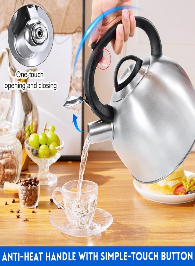 GGC Whistling Stove Top Tea Kettles, 304 Stainless Steel Tea Kettles with Anti-Heat Handle, 2.7QT/3L Tea Pot for Boiling Water, Coffee or Milk - Image 4
