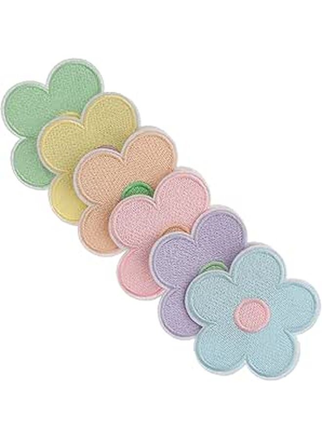 12 Pcs Macaron Color Embroidered Flower Patches Iron On For Clothes Repair DIY - Image 1