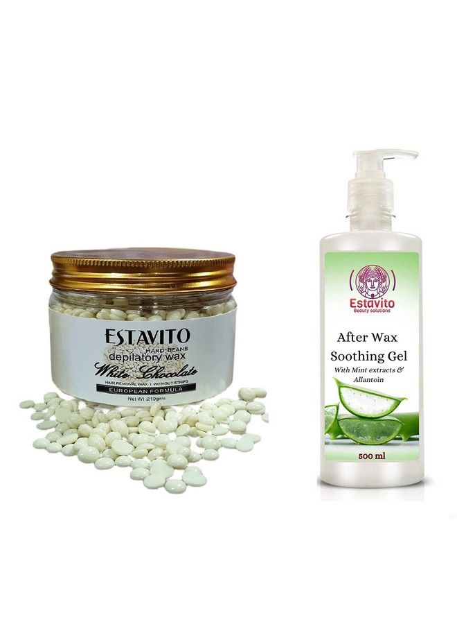 ESTAVITO Hard Beans Stripless Wax 200Gms With After Waxing Gel 500Gms (A Complete Waxing Solution) - Image 1