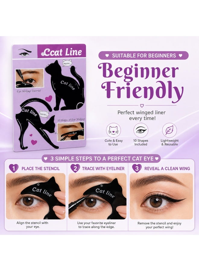 Eyeliner and eyebrow drawing tool with 10 designs; a multi-use eyeliner stencil for beginners and professionals. - Image 5