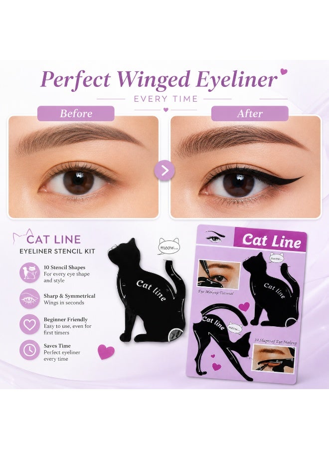 Eyeliner and eyebrow drawing tool with 10 designs; a multi-use eyeliner stencil for beginners and professionals. - Image 4