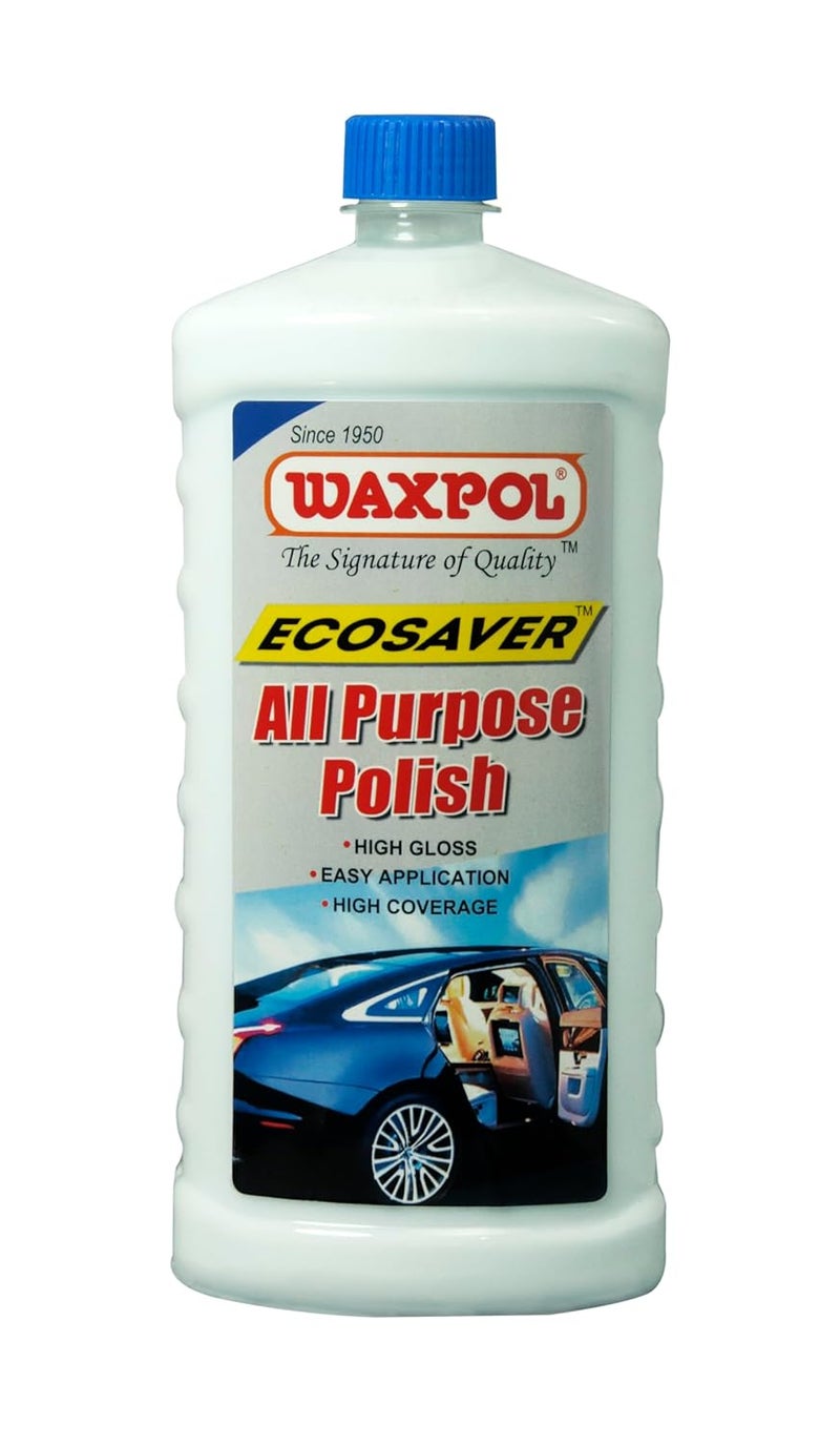 Waxpol واكس بول إيكوسيفر بوليش متعدد الاستخدامات 1 لتر لجميع الأسطح للسيارات والدراجات والفينيل ولوحات القيادة والإطارات والمطاط والبلاستيك والجلد - Image 1