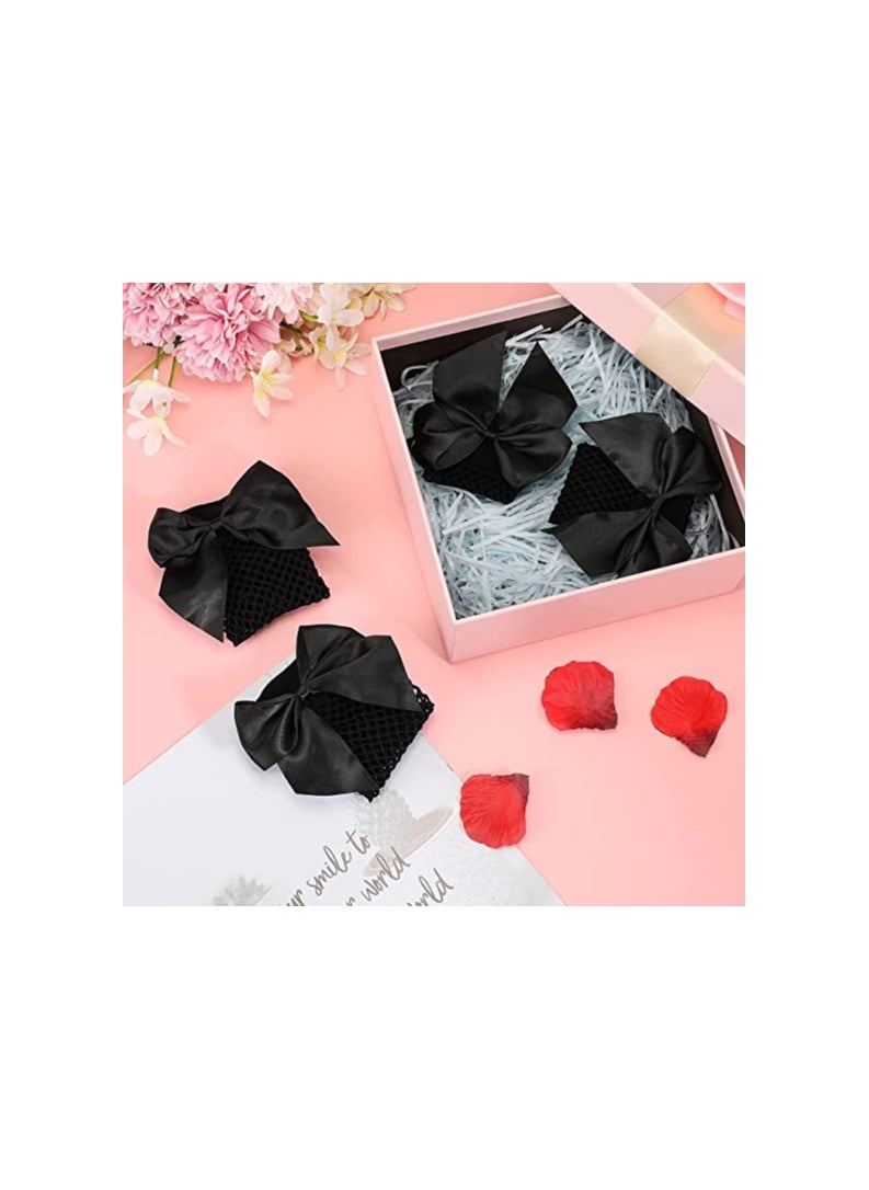 Excefore - Fishnet Socks 4 Pairs Black Fishnet Ankle Socks Summer lovely Net Socks Fishnet Socks with Bow Women Short Fishnet Socks Velvet Mesh Short Stockings Princess Socks Fishnet Socks Socks - Image 1