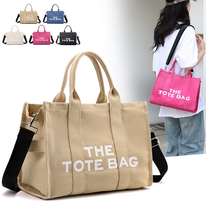 Women's Canvas Letter Tote Bag - Image 1