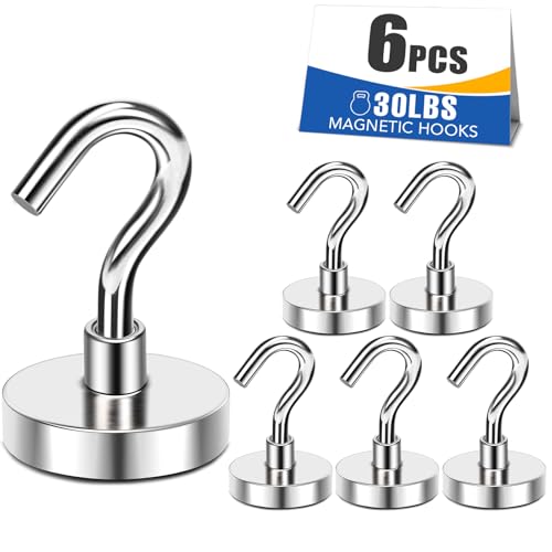 MIKEDE Medal Holders 6PCS Magnetic Hooks 30LBS Display Hanger Heavy Duty Magnet Hook Strong Neodymium - Image 1