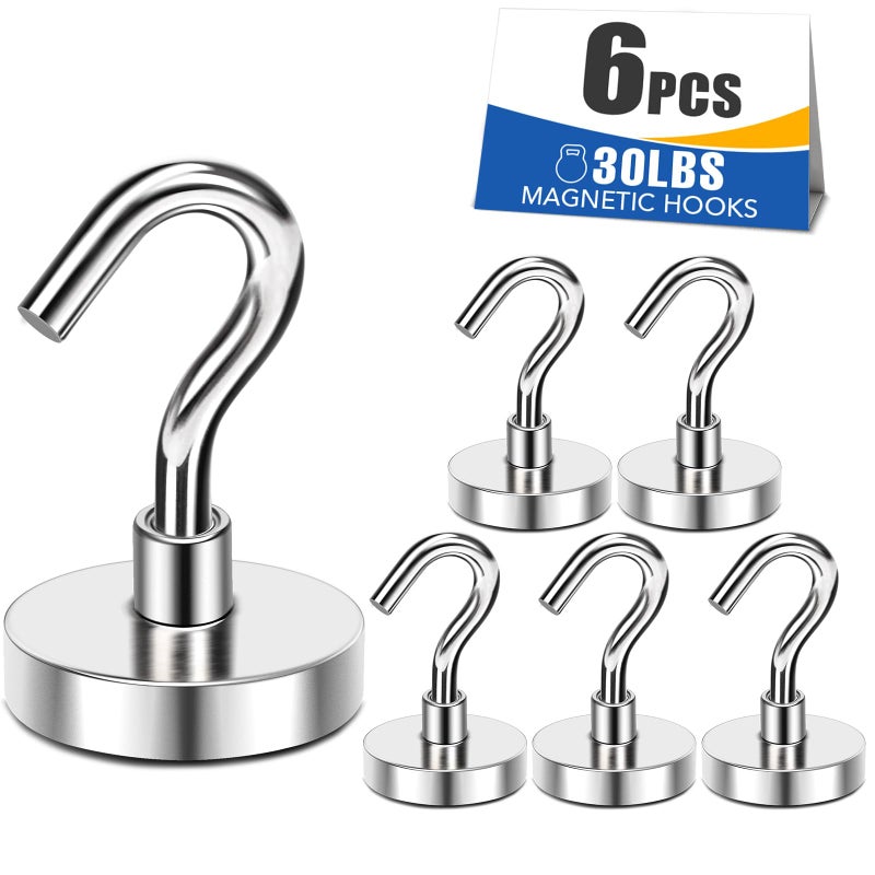 MIKEDE Medal Holders 6PCS Magnetic Hooks 30LBS Display Hanger Heavy Duty Magnet Hook Strong Neodymium - Image 2