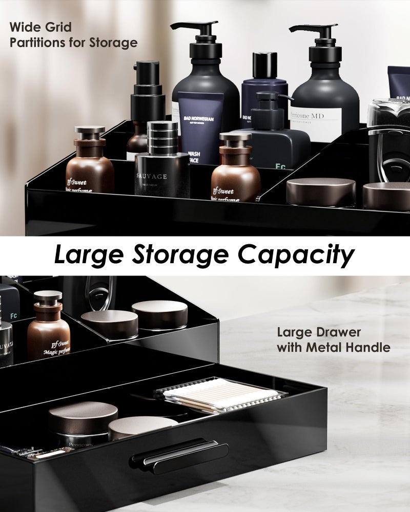 Procase منظم عطور بروكيس للرجال مع درج، هدايا عيد الحب، حامل عطور أكريليك ومنظم سطح الحمام للرجال والنساء، تخزين طاولة الزينة للعطور، العطور والعناية بالبشرة - طبقة واحدة - Image 4