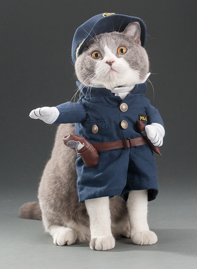 Cat and Dog Police Costume Small Pet Cat Role Play Costume Cute Prop Costume Holiday Party Accessories  - Image 1