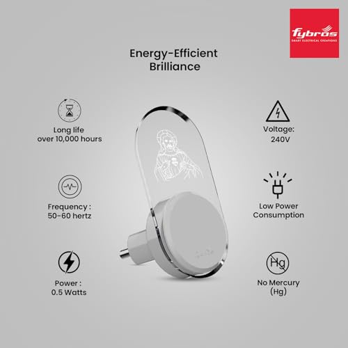 FYBROS LED Night Lamp | 0.5W | 5 Light Color Changing | Shine Night Lamp with Jesus Christ | 2-Pin Plug | Pack of 1 | Ideal for Bedroom, Temple & Home Decor - Image 4