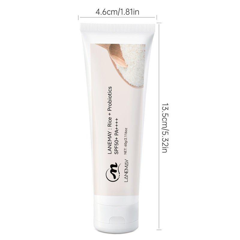 LANEMAY Rice Probiotic Protective Cream 60g SPF50+ PA++++ Gentle Skin Protective Cream - Image 5