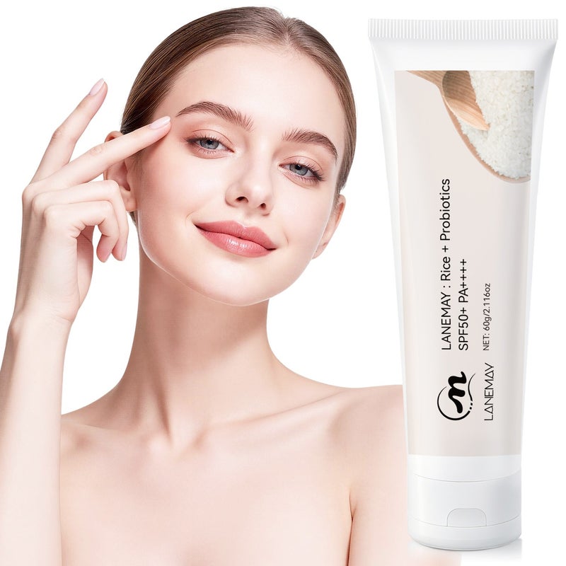 LANEMAY Rice Probiotic Protective Cream 60g SPF50+ PA++++ Gentle Skin Protective Cream - Image 1