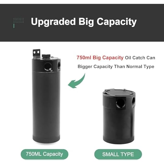 ريحني علبة تنفس الزيت Universal 750ml 2 Port تسببت في تنفس خزان الخزان مع صمام تصريف من الألمنيوم الأسود - Image 4