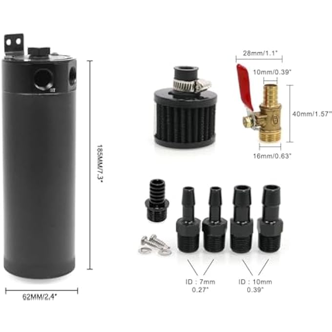 ريحني علبة تنفس الزيت Universal 750ml 2 Port تسببت في تنفس خزان الخزان مع صمام تصريف من الألمنيوم الأسود - Image 3