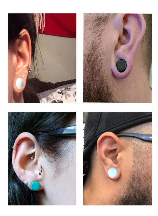 Oyaface 12 Pcs Stone Ear Plugs Gauges Set Double Flared Tunnels Expander Stretchers Saddle Earrings Flesh Ear Piercing Jewelry Multicolor, 6G(4mm) - Image 2