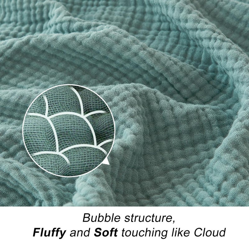 EMME Muslin Throw Blanket 100% Cotton Blankets for Couch Breathable Gauze All Season Soft and Lightweight Pre-Washed (Teal, 50"x70") - Image 2