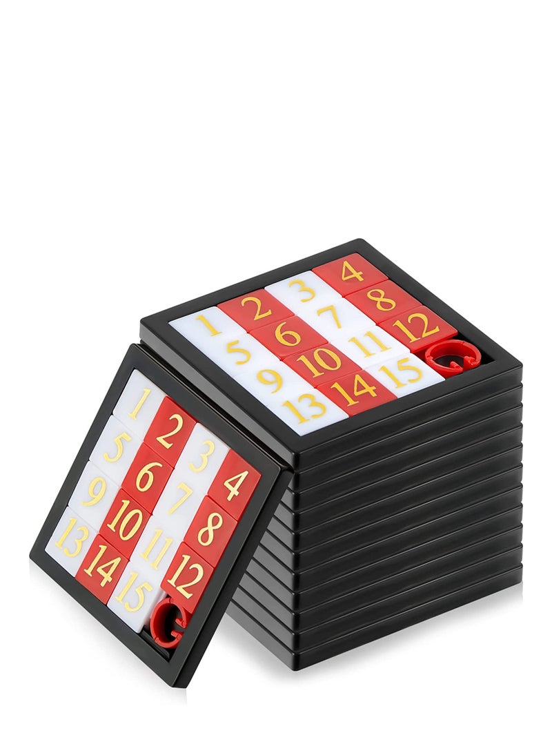 KASTWAVE Number Slide Puzzles, 15 Puzzle Slide Game Number Slide Brain Teaser, IQ Educational Learning Tool, Number Learning Educational Toys for Party Favor, 2.6 x 2.6 Inch, 12 Pcs - Image 1