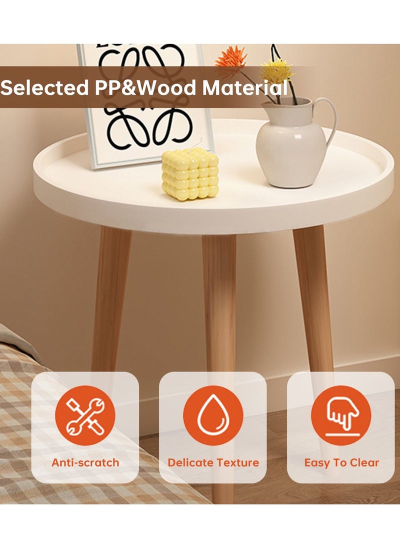 JANTENS - Round Coffee Table for Living Room Sofa Side Table End Table White 40*40CM - Image 1