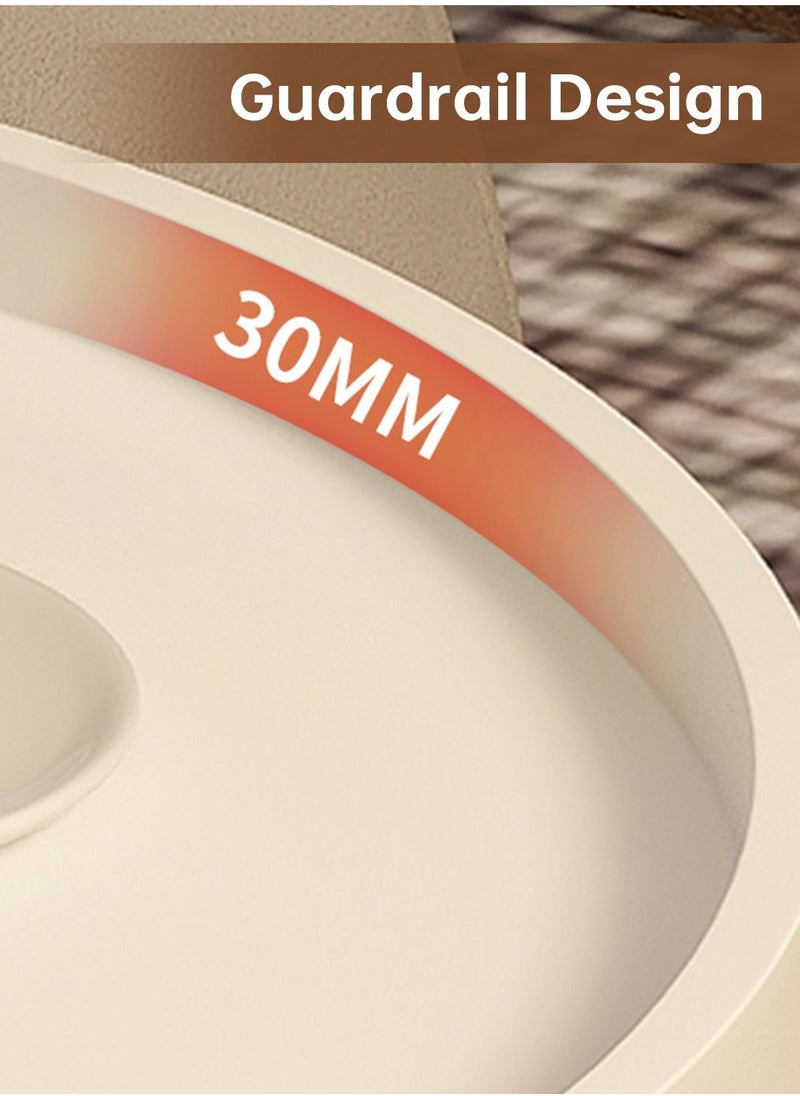 JANTENS - Round Coffee Table for Living Room Sofa Side Table End Table White 40*40CM - Image 1