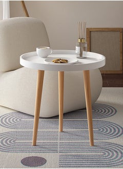 Round Coffee Table for Living Room Sofa Side Table End Table White 40*40CM