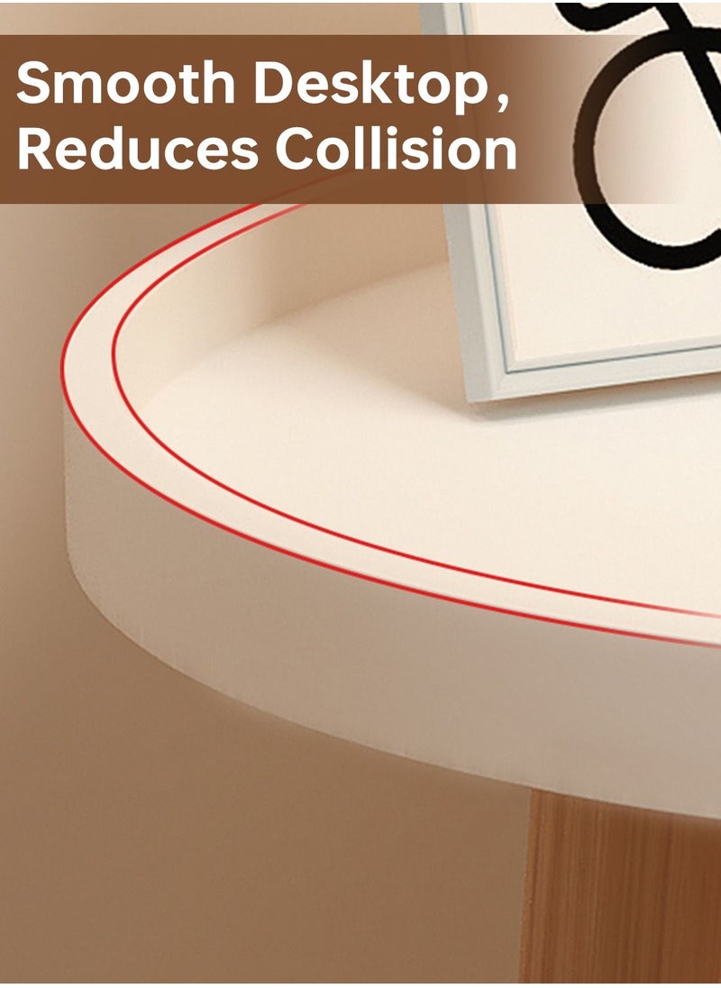 JANTENS - Round Coffee Table for Living Room Sofa Side Table End Table White 40*40CM - Image 1