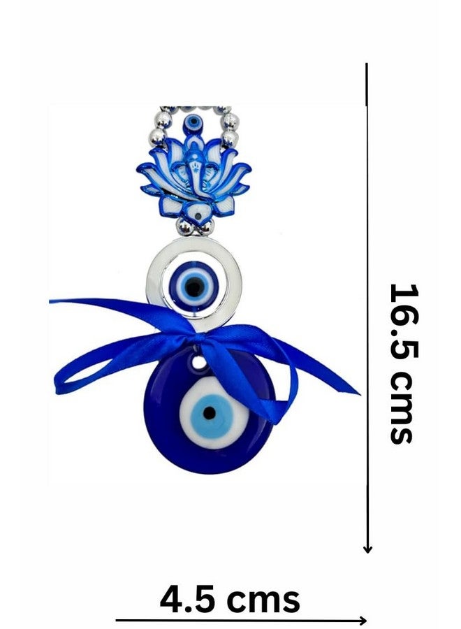 DT DECTONE Metal Combo Pack Of 2 Blue Evil Eye Hanging Three Ganesha Turkish For Home Protection, Good Luck Charm Feng Shui Items Decorative Ornament - Image 3