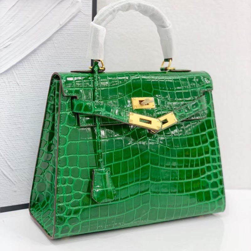 New Style Leather Bag Fashion Cowhide Women'S Bag Platinum Portable Crossbody Shoulder Bag Kelly Crocodile Pattern - Image 3