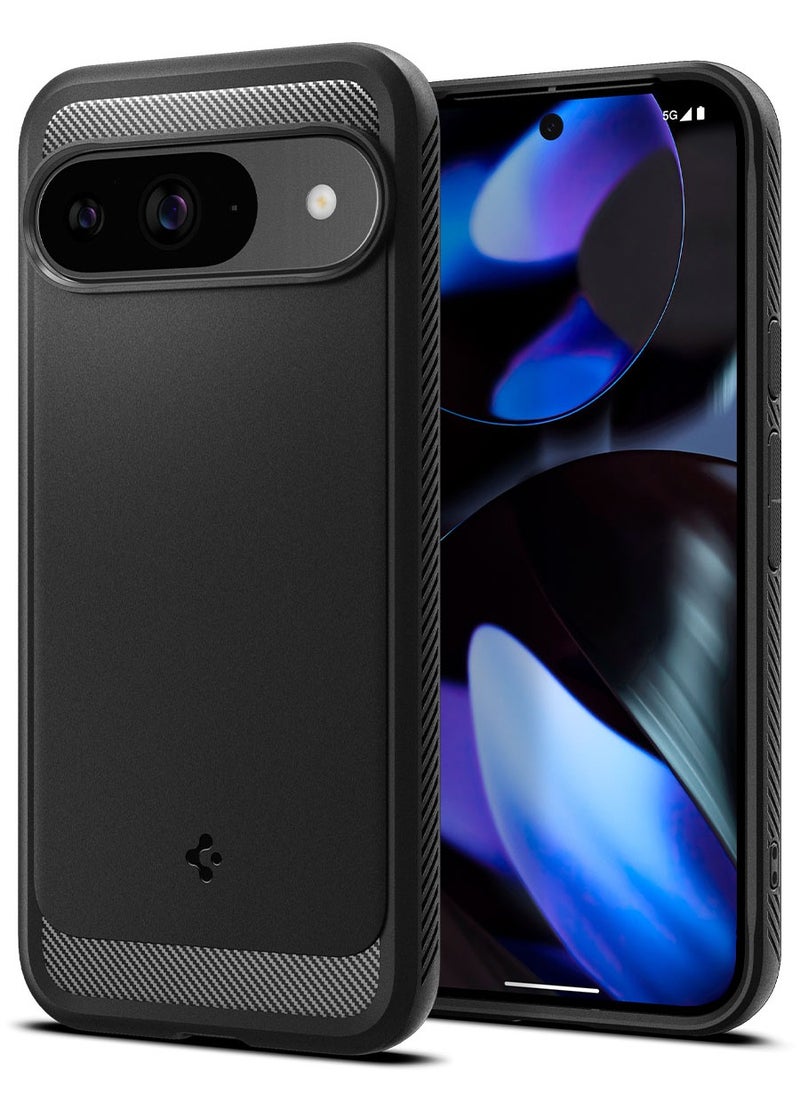 Spigen - جراب Rugged Armor لهاتف Google Pixel 9 / جراب Pixel 9 Pro بنسيج من ألياف الكربون - أسود غير لامع - Image 1